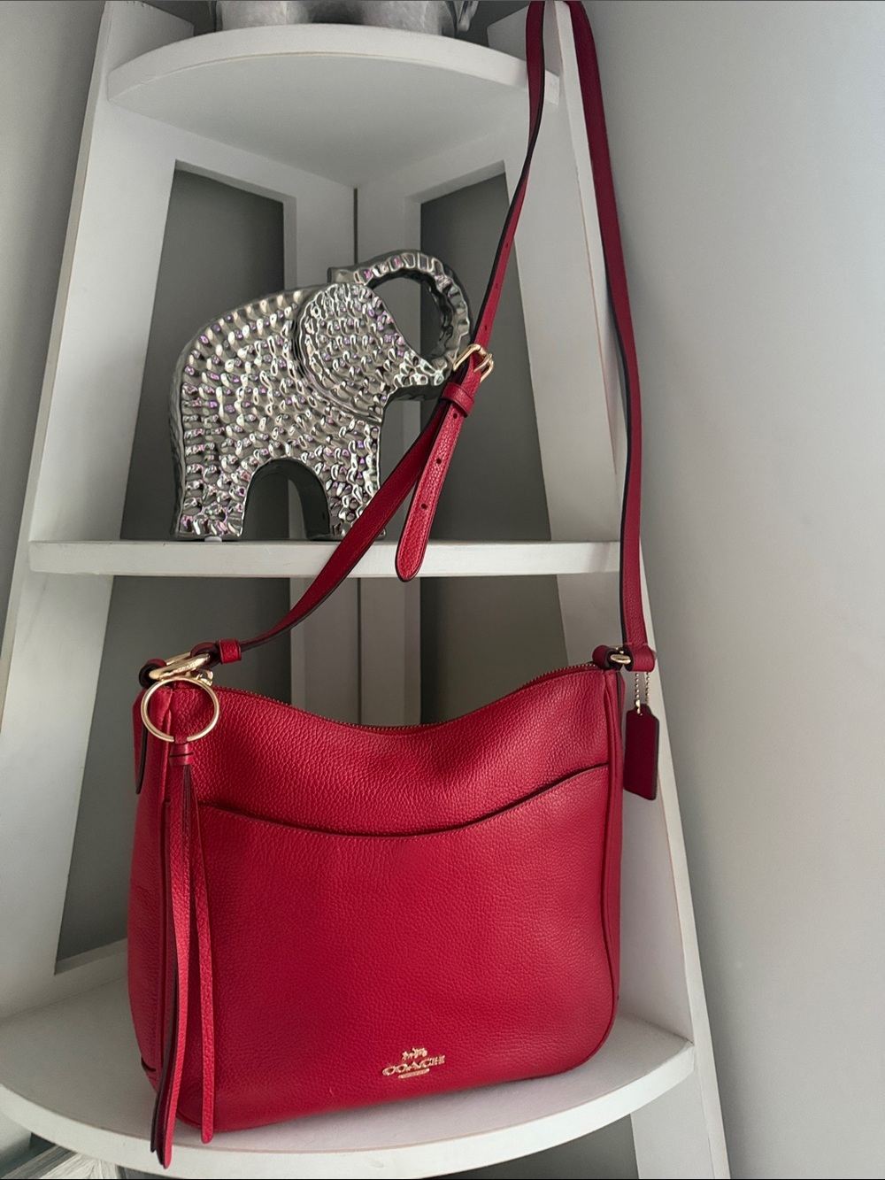 Coach Pebble Leather Crossbody Bag in Red